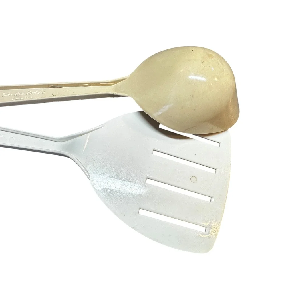 VTG Tailor Made 4‎ Slotted Spatula and Ladle Set Dipper Spoon White Almond Lot